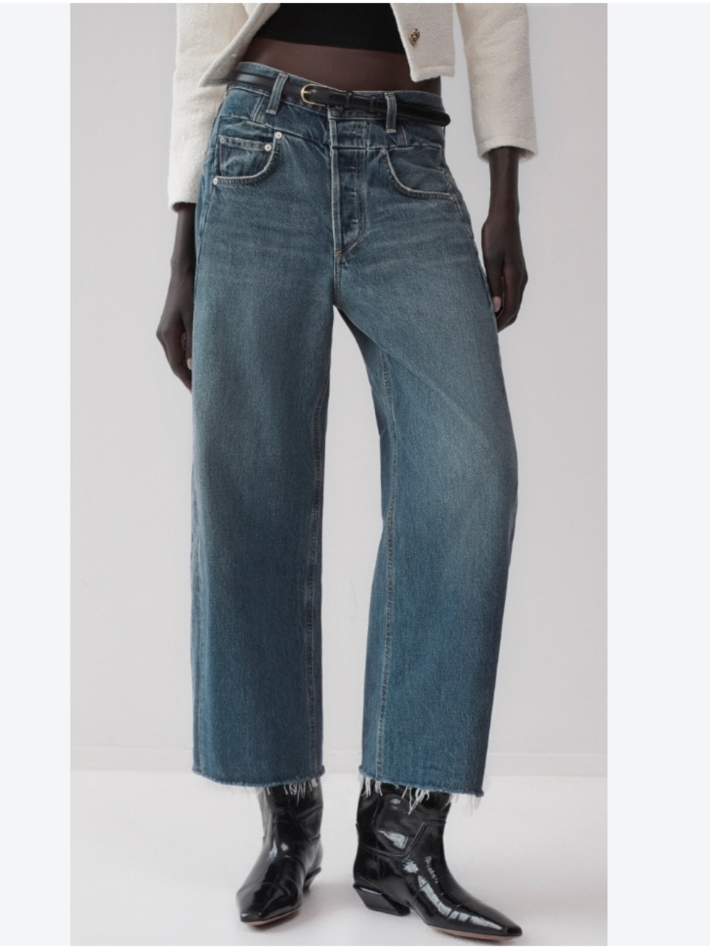 Citizens Of Humanity Jeans Bisou Barrel Leg Crop Wide Leg in Mingle Blue